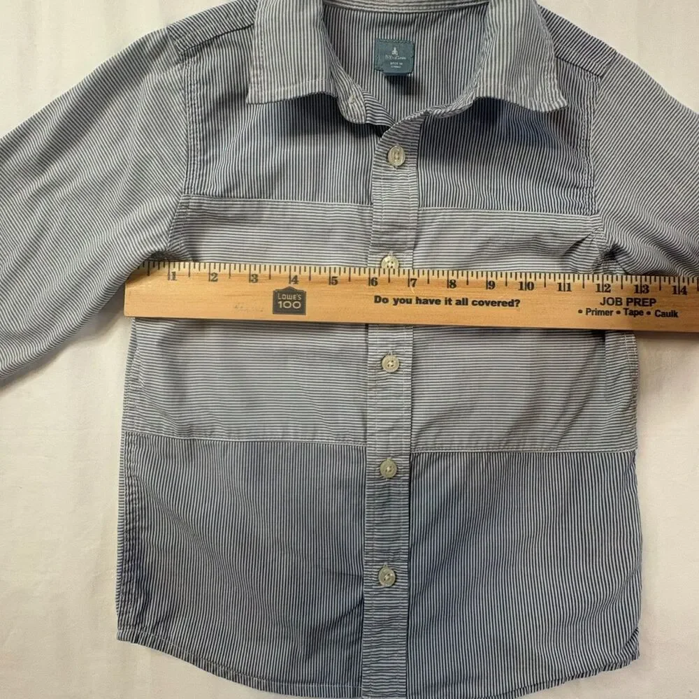 Baby Gap Toddler 5 yrs Boys Striped Panel Long Sleeve Roll-Tab Button-Down Shirt